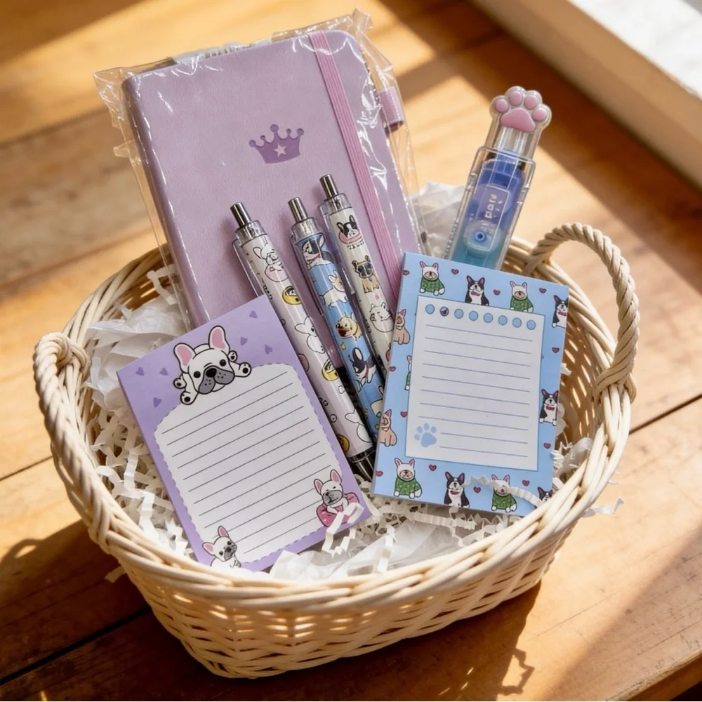Dog theme Bookish Notebook Bundle with Dog theme pens in purple theme